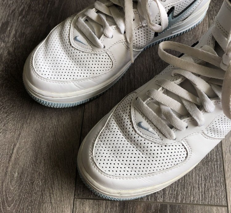 Vintage 2000s Nike Air Force 1 Mid Ice Blue White Shoes 8 5w
