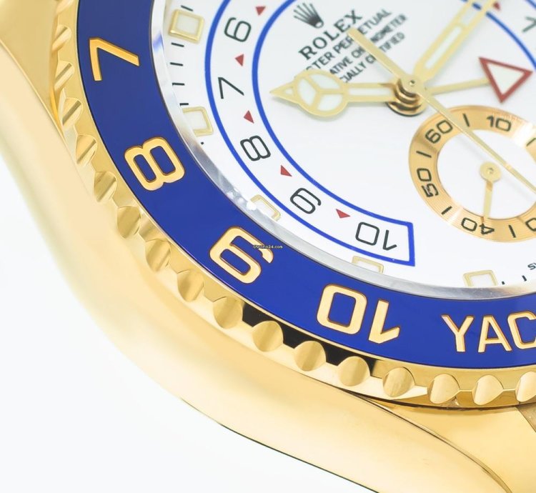 Rolex Yacht-master Ii 44mm Yellow Gold White Dial Blue Bezel 116688