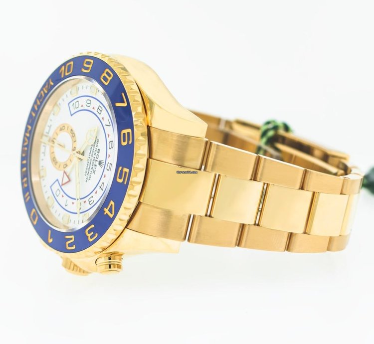 Rolex Yacht-master Ii 44mm Yellow Gold White Dial Blue Bezel 116688