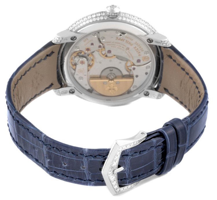 Patek Philippe Calatrava White Gold Blue Dial Diamond Ladies Watch 4978