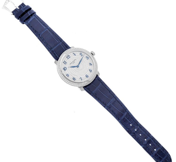 Patek Philippe Calatrava White Gold Blue Dial Diamond Ladies Watch 4978