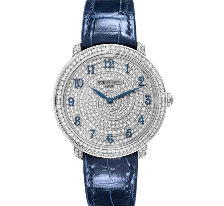 Patek Philippe Calatrava White Gold Blue Dial Diamond Ladies Watch 4978