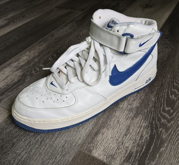 Vintage 2003 Nike Air Force 1 Mid Royal Blue Sport Shoe 11 5