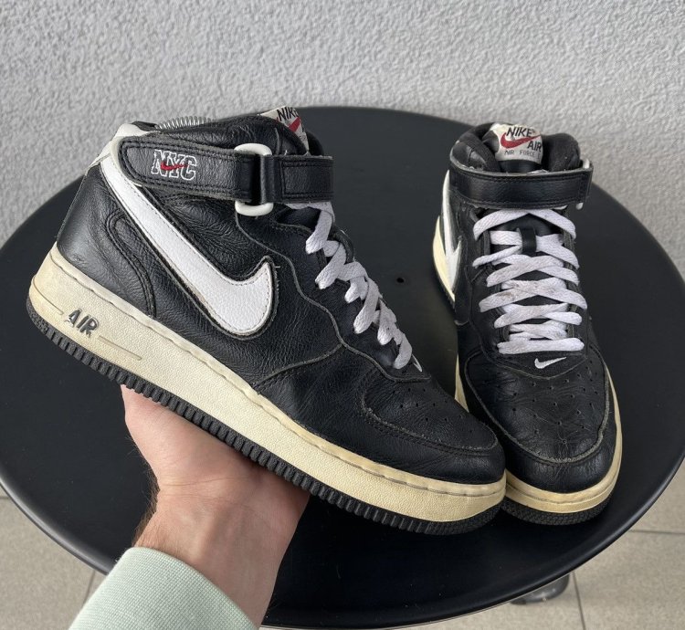 Vintage 2003 Nike Air Force 1 Nyc New York Mid Shoes Leather