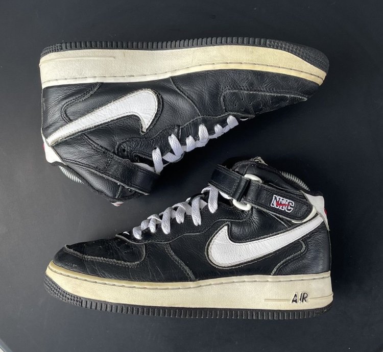 Vintage 2003 Nike Air Force 1 Nyc New York Mid Shoes Leather