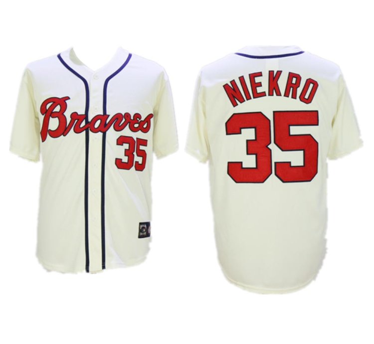 Atlanta Braves Phil Niekro Cream Throwback Jersey