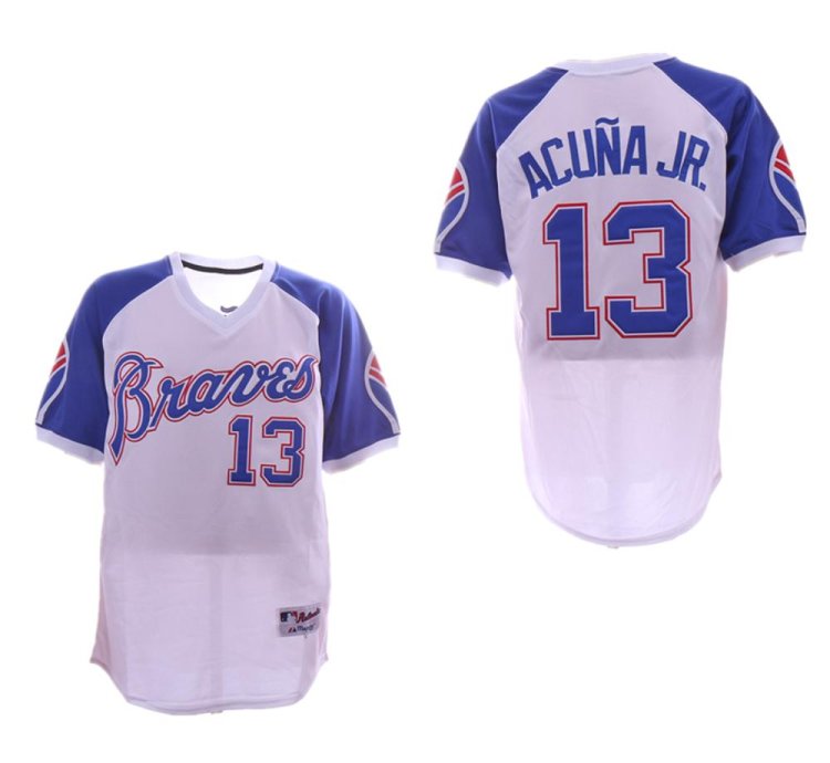 Atlanta Braves Ronald Acuna Jr White Throwback Pullover Jersey