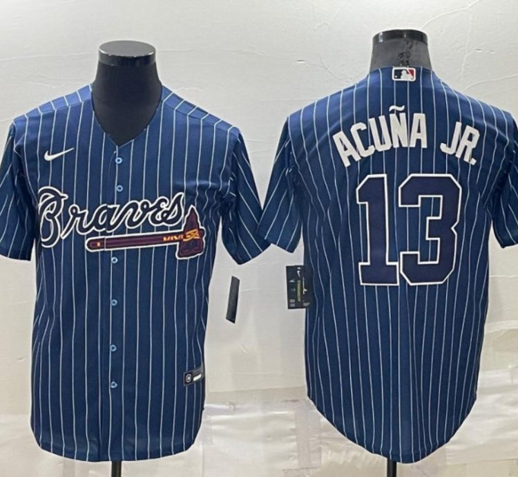 Atlanta Braves Ronald Acuna Jr Navy Throwback Jersey