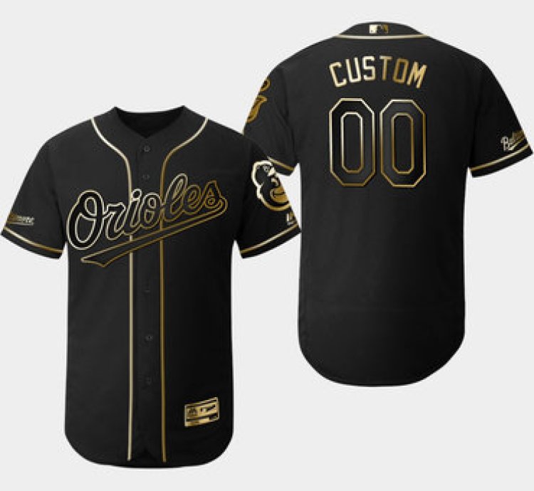 Baltimore Orioles Customized Black Gold Flexbase Jersey