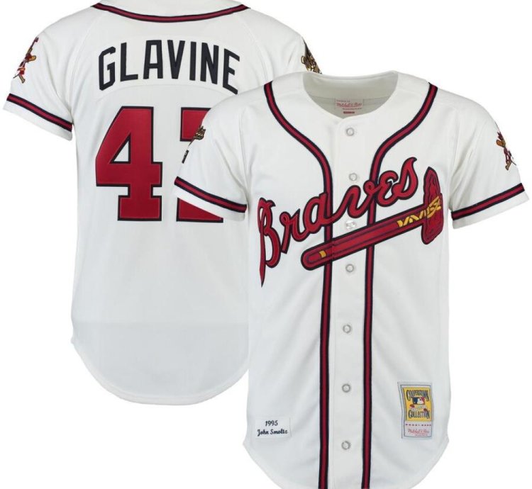 Atlanta Braves Tom Glavine White 1995 Throwback Jersey