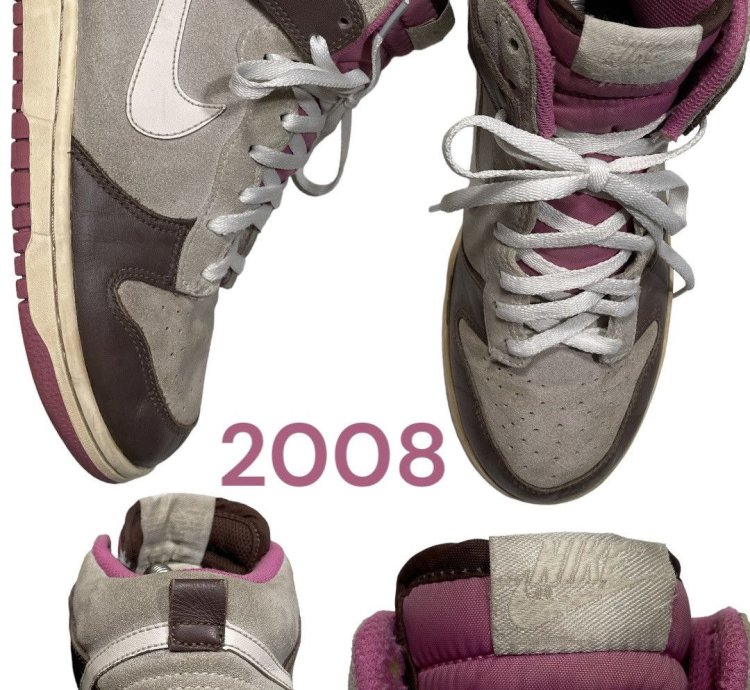 Vintage 2008 Nike Dunk High White Chocolate Pink Rare Color