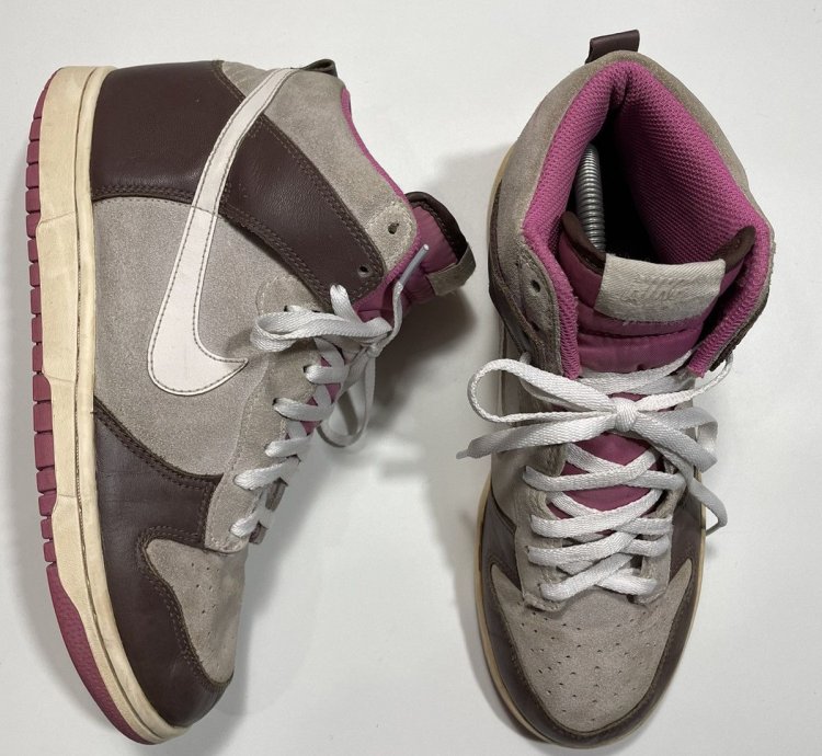 Vintage 2008 Nike Dunk High White Chocolate Pink Rare Color