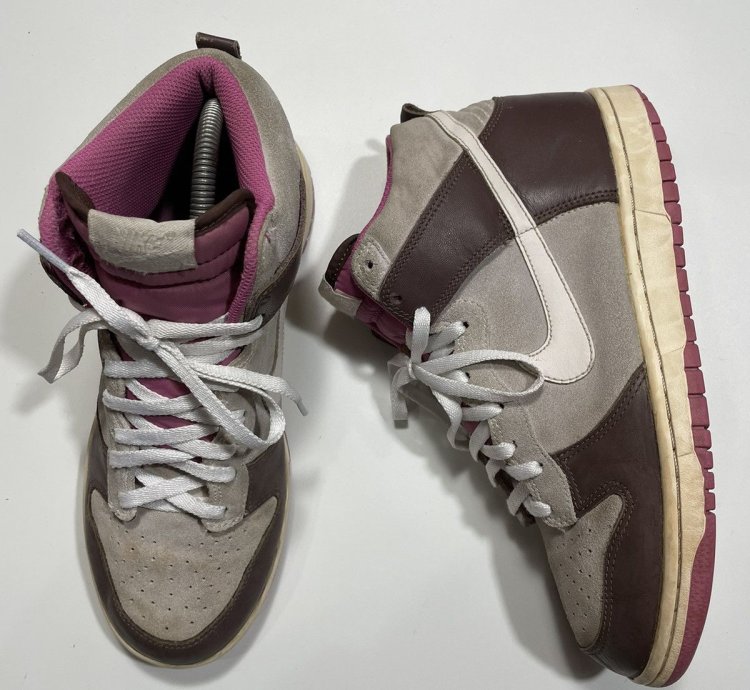 Vintage 2008 Nike Dunk High White Chocolate Pink Rare Color