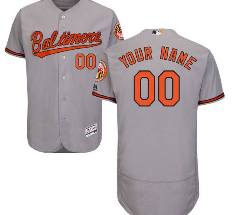 Baltimore Orioles Grey Customized Flexbase Majestic Mlb Collection Jersey