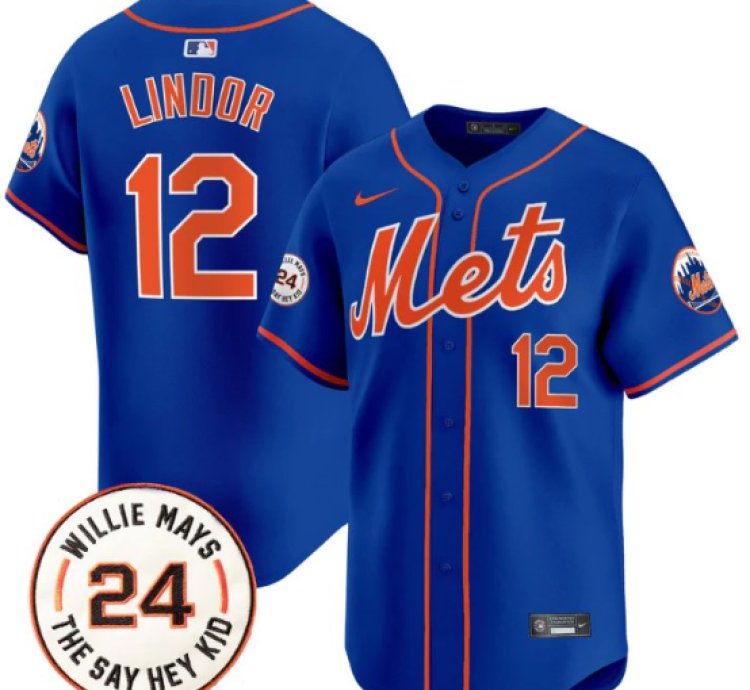 Francisco Lindor Jersey 12 Mets Willie Mays Patch Vapor Premier Limited Stitched Royal