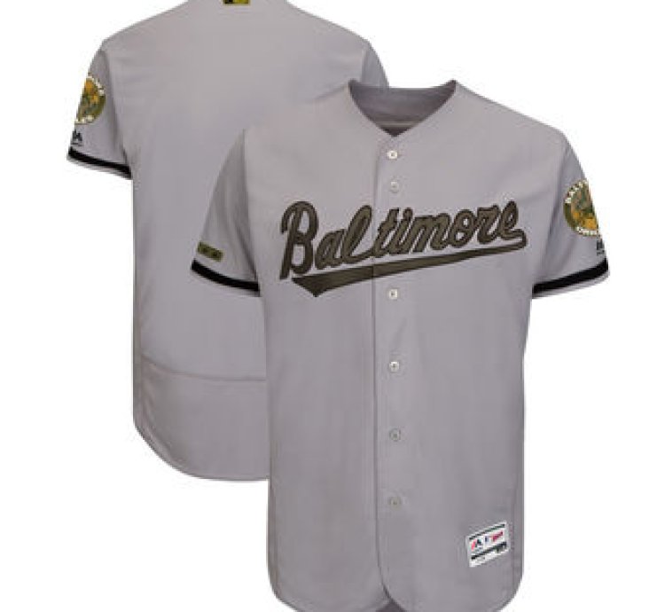 Baltimore Orioles Majestic Gray 2018 Memorial Day Collection Flex Base Team Custom Jersey