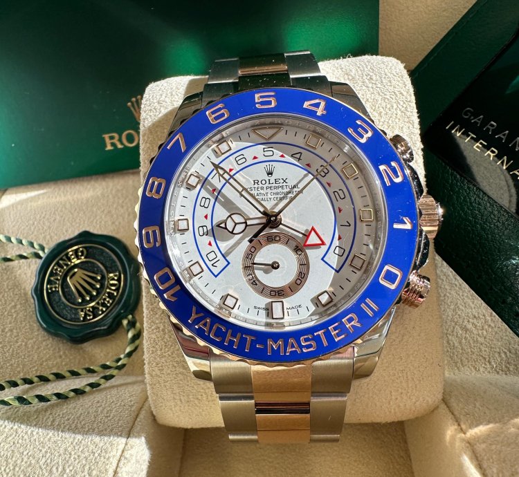Rolex Yacht-master Ii New 2023 Two Tone Rose Gold Blue Ceramic Bezel 44mm Oyster Bracelet