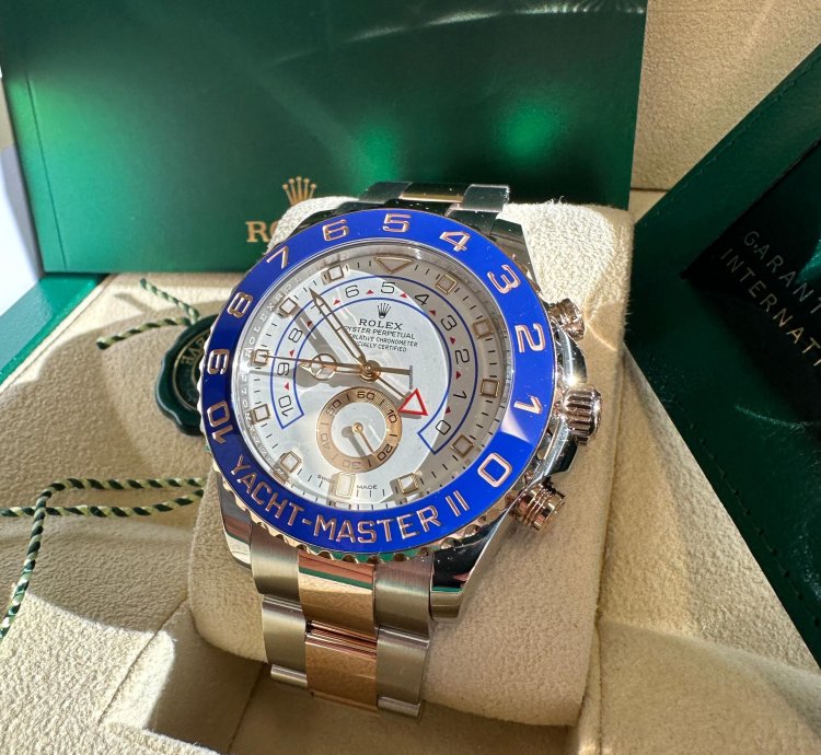 Rolex Yacht-master Ii New 2023 Two Tone Rose Gold Blue Ceramic Bezel 44mm Oyster Bracelet