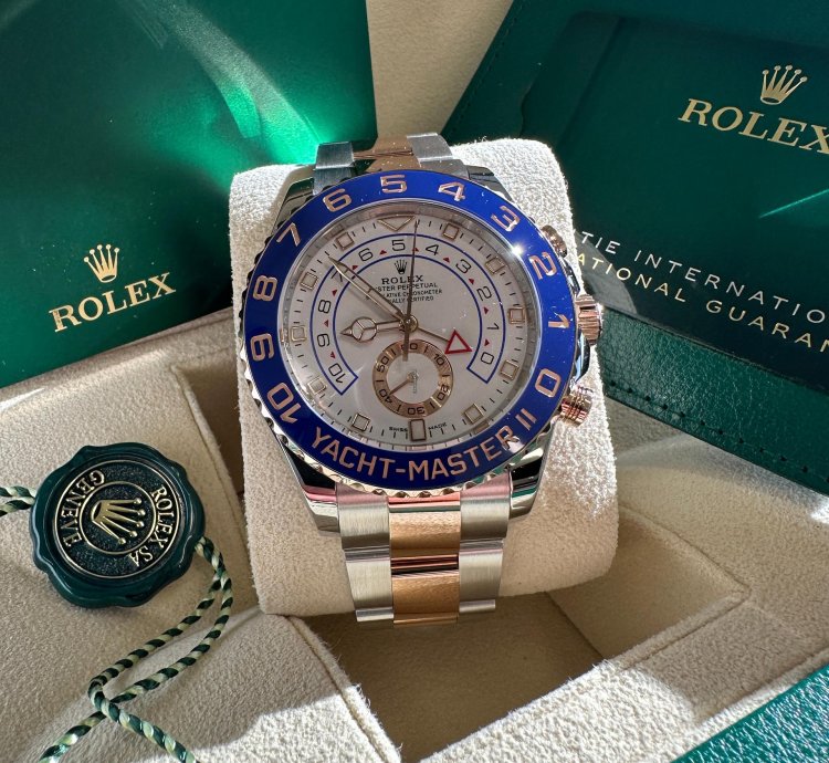 Rolex Yacht-master Ii New 2023 Two Tone Rose Gold Blue Ceramic Bezel 44mm Oyster Bracelet