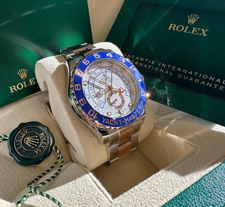 Rolex Yacht-master Ii New 2023 Two Tone Rose Gold Blue Ceramic Bezel 44mm Oyster Bracelet