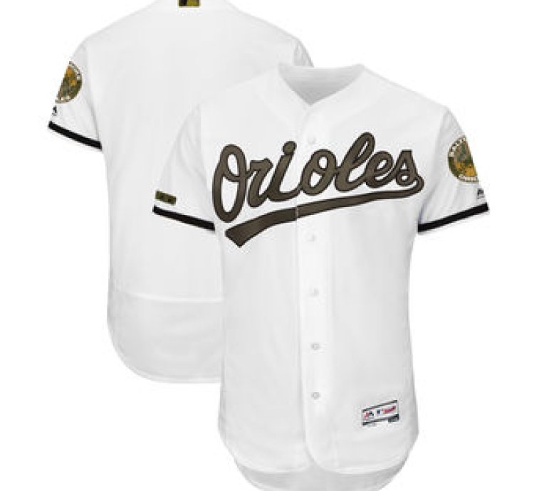 Baltimore Orioles Majestic White 2018 Memorial Day Collection Flex Base Team Custom Jersey