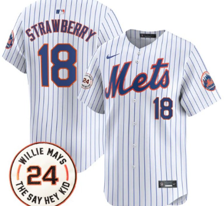 Darryl Strawberry Jersey 18 Mets Willie Mays Patch Vapor Premier Limited Stitched White