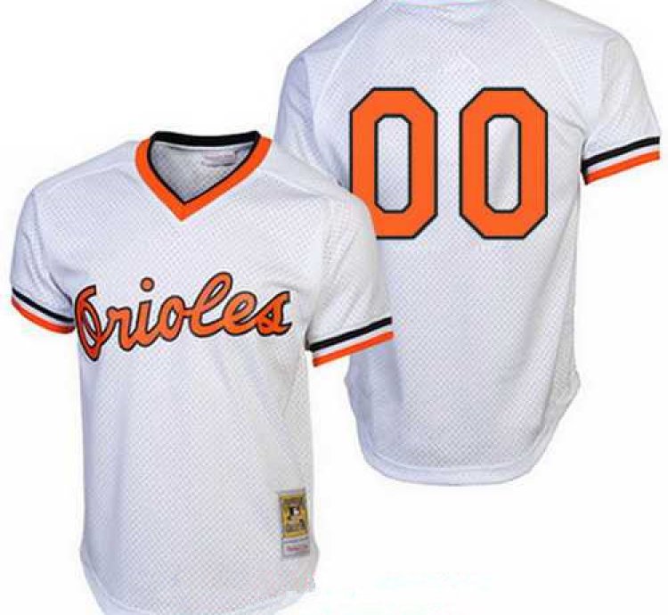 Baltimore Orioles White Mesh Batting Practice Throwback Majestic Cooperstown Collection Custom Baseball Jersey