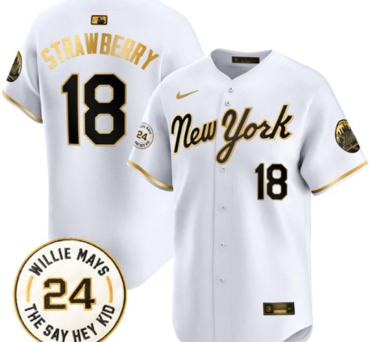 Darryl Strawberry Jersey 18 Mets Willie Mays Patch Vapor Premier Limited Stitched New York Gold