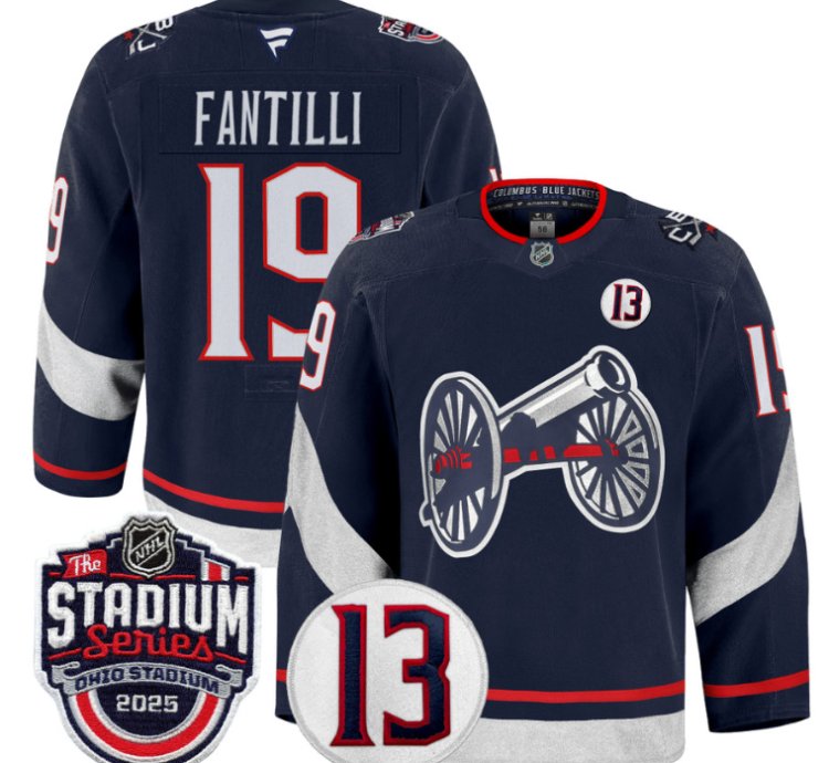 Men Adam Fantilli Jersey 19 Columbus Blue Jackets 2025 Stadium Series Navy