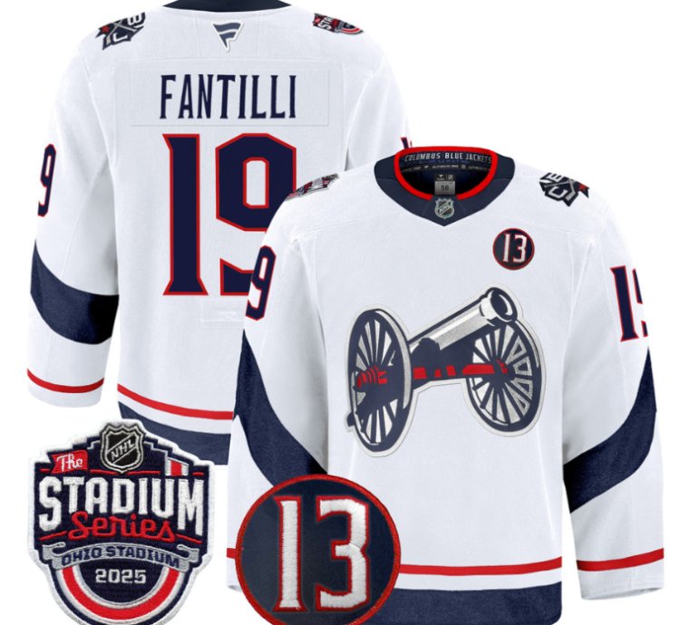 Men Adam Fantilli Jersey 19 Columbus Blue Jackets 2025 Stadium Series White