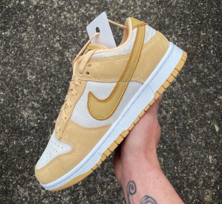 Nike Sb Dunk Low Celestina Gold Suede Sneakers