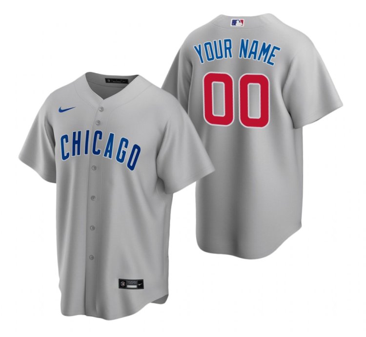 Chicago Cubs Custom Gray Stitched Mlb Cool Base Road Jersey