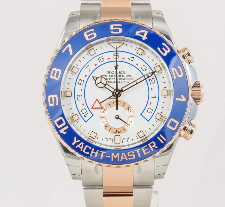 Rolex Yacht-master Ii Ss 18k Rose Gold White Dial 44mm
