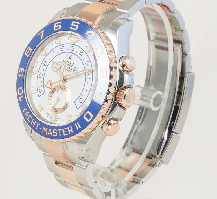 Rolex Yacht-master Ii Ss 18k Rose Gold White Dial 44mm
