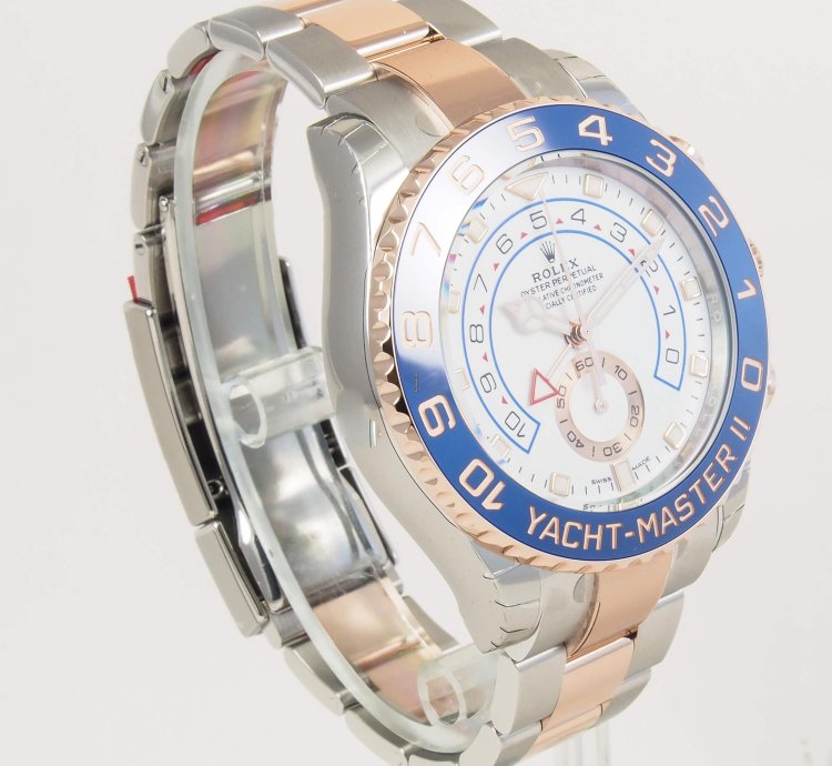Rolex Yacht-master Ii Ss 18k Rose Gold White Dial 44mm