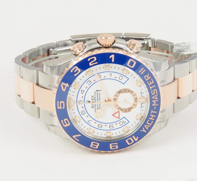 Rolex Yacht-master Ii Ss 18k Rose Gold White Dial 44mm