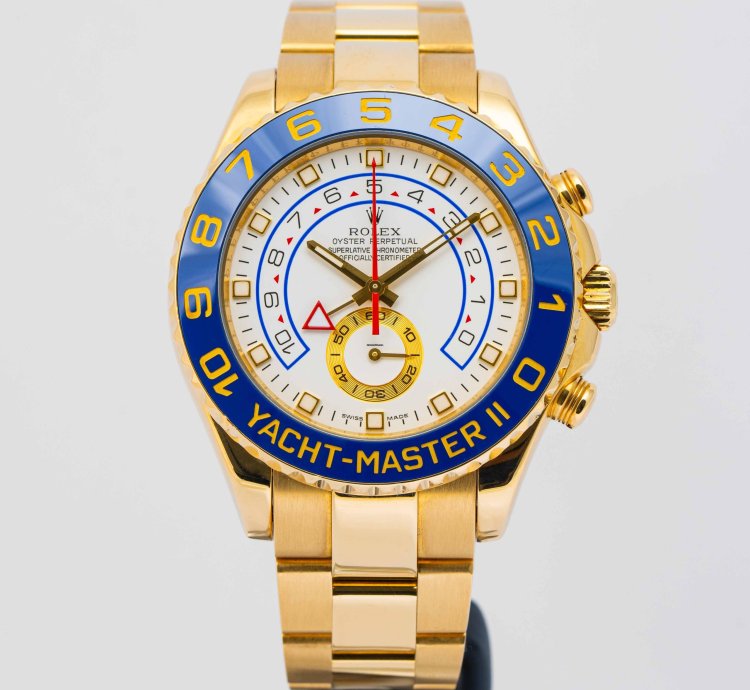 Rolex Yacht-master Ii White Dial Yellow Gold 44mm 116688 - Box Papers 2008