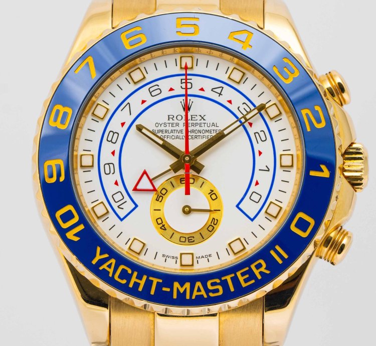 Rolex Yacht-master Ii White Dial Yellow Gold 44mm 116688 - Box Papers 2008