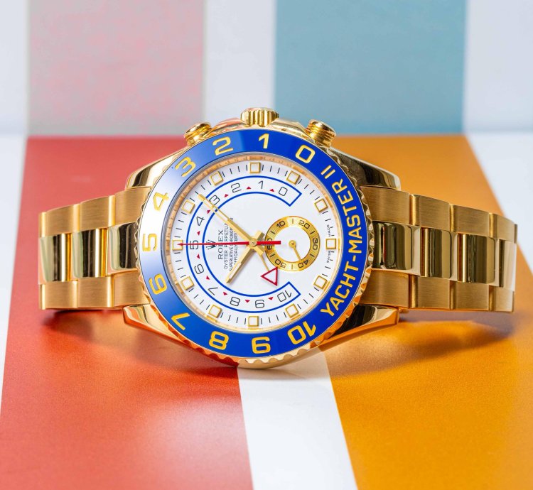 Rolex Yacht-master Ii White Dial Yellow Gold 44mm 116688 - Box Papers 2008
