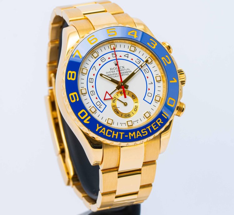 Rolex Yacht-master Ii White Dial Yellow Gold 44mm 116688 - Box Papers 2008