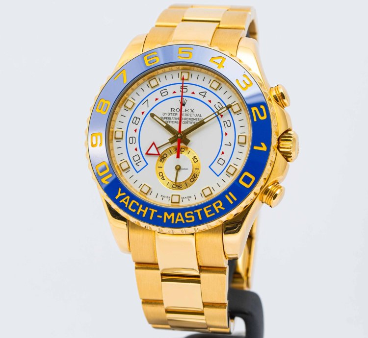 Rolex Yacht-master Ii White Dial Yellow Gold 44mm 116688 - Box Papers 2008