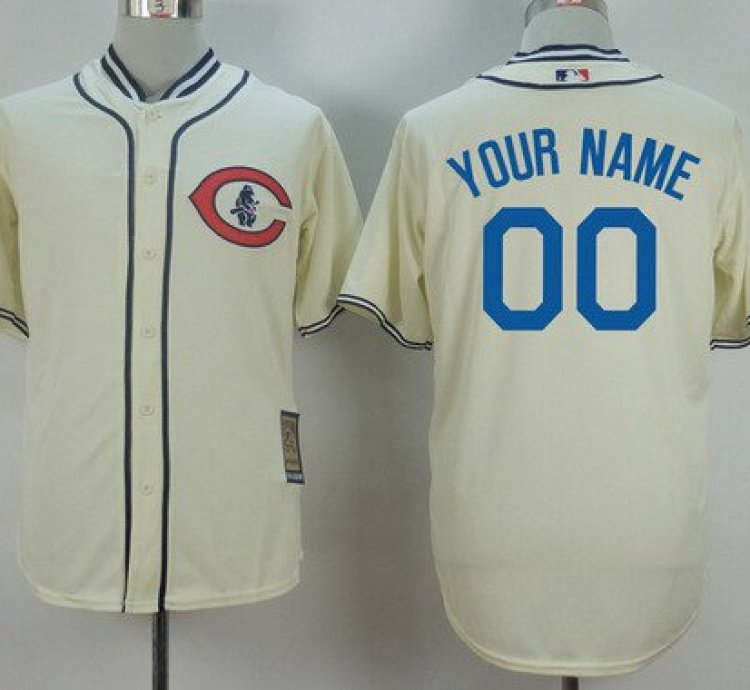 Chicago Cubs Customized 1929 Turn Back The Clock Cream Jersey