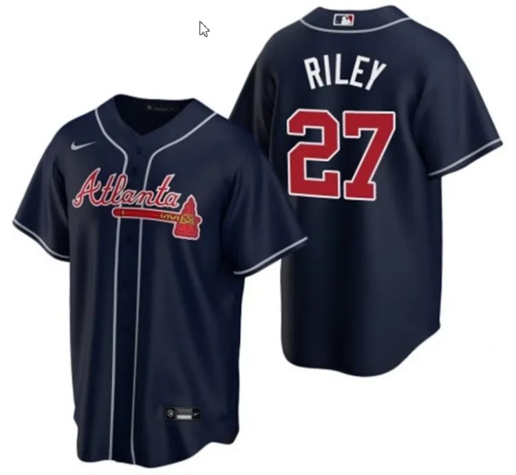 Austin Riley Atlanta Braves Navy Jersey - All Stitched