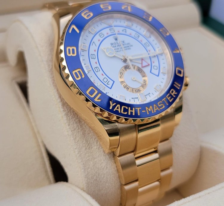 Rolex Yacht-master Ii Yellow Gold 44mm White Dial Blue Ceramic Bezel 2023 New