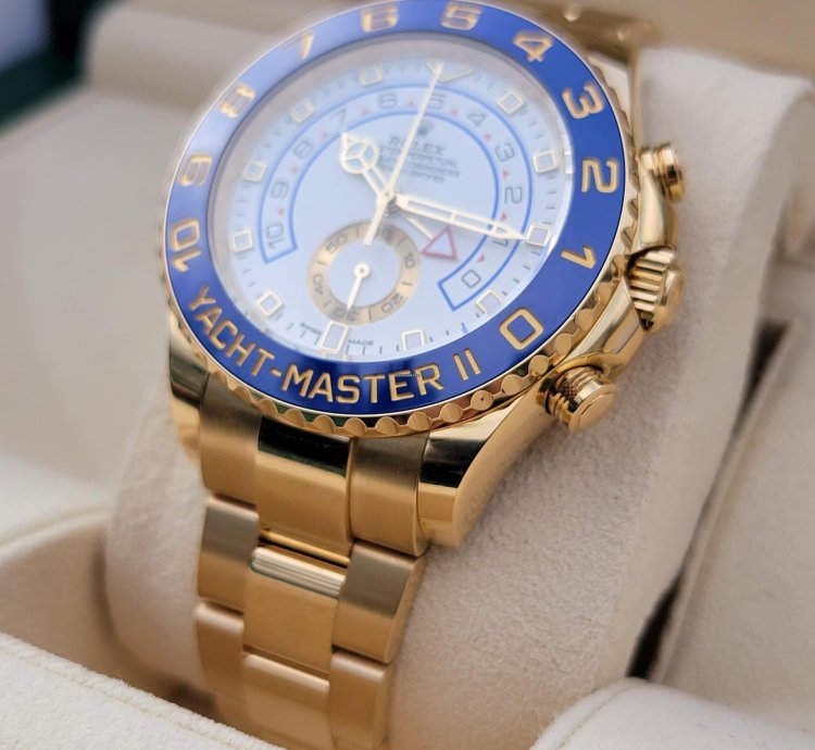 Rolex Yacht-master Ii Yellow Gold 44mm White Dial Blue Ceramic Bezel 2023 New