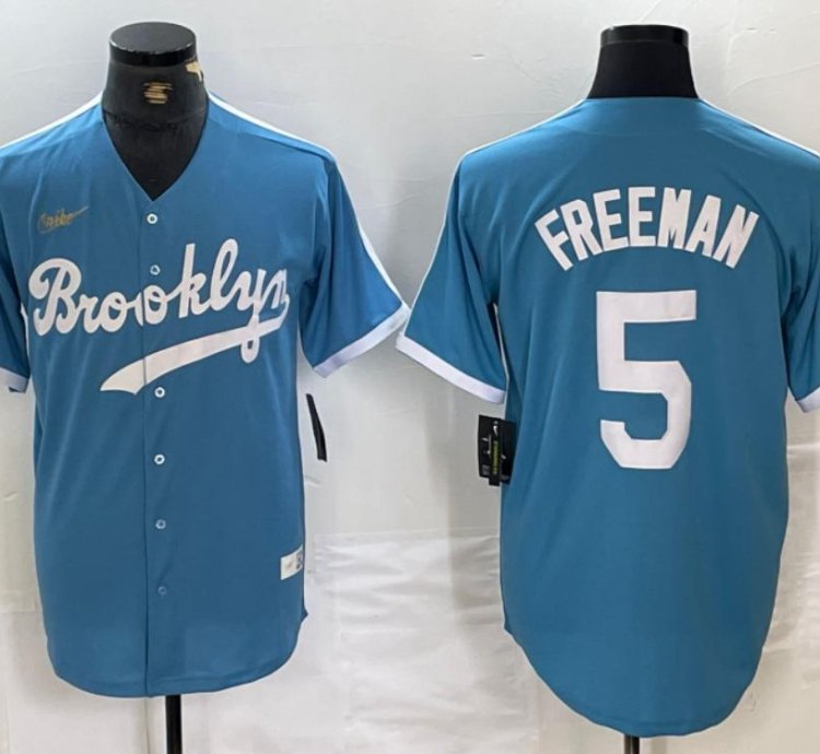 Brooklyn Dodgers Clayton Kershaw Light Blue Throwback Jersey