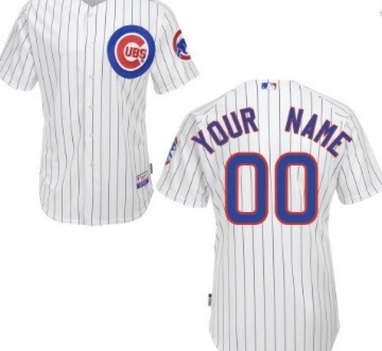 Chicago Cubs Customized White Pinstripe Jersey