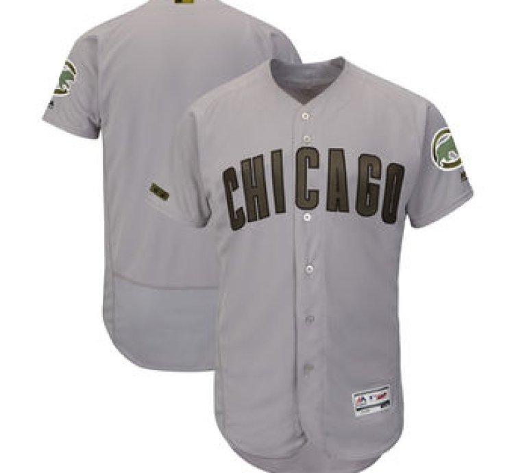 Chicago Cubs Majestic Gray 2018 Memorial Day Collection Flex Base Team Custom Jersey