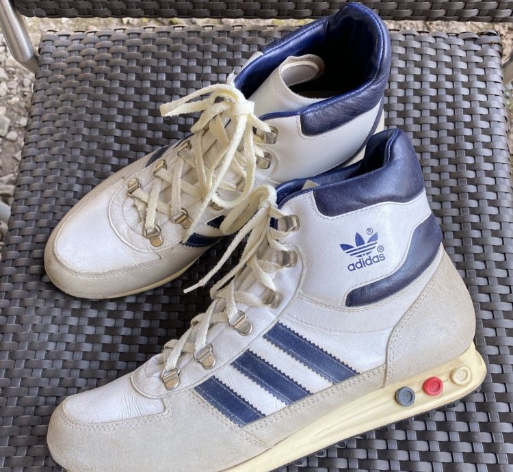 Vintage Adidas Jogging High Top Shoes Made In Slovenia Rare