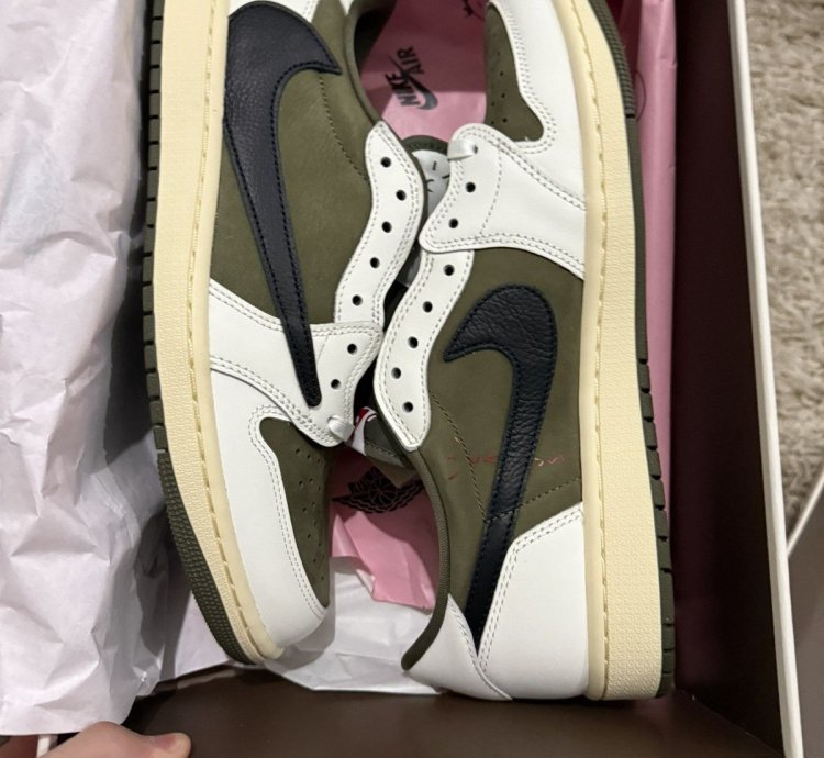 Travis Jordan 1 Low Reverse Olive